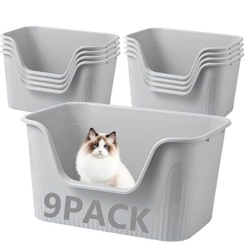 Extra große Katzentoilette, 64 cm L x 45 cm B x 33 cm H, spritzwassergeschützt, hohe Seite, Jumbo-Katzentoiletten für große Katzen und Hunde, 9 Stück von Volope