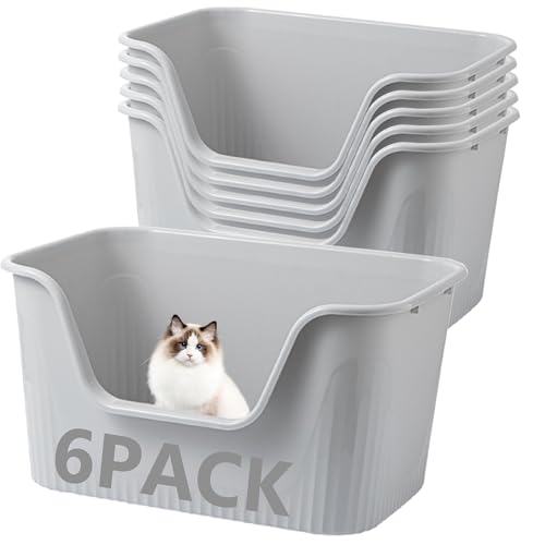 Extra große Katzentoilette, Größe XXL, 76 cm L x 54 cm B x 40 cm H, spritzwassergeschützt, hohe Seite, Jumbo-Katzentoiletten für große Katzen und Hunde, 6 Stück von Volope