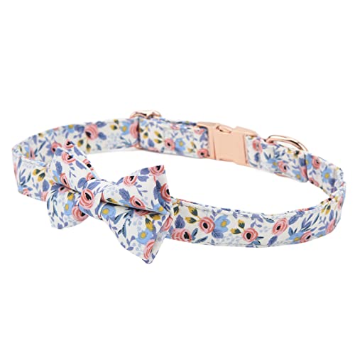 Fliege Haustierhalsband, Hundefliege Halsband Baumwolle verstellbar bequem für Hunde für Katzen(Bowknot (gebrochene Blume blau), S) von Voluxe