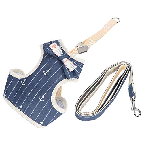 Katzenwestengeschirr, Haustiergeschirr Katzenweste mit Verstellbarer Leine Katzengeschirr mit Leine für Katzenweste für Leine Pet(Navy Blue Stripes, Large (Suitable for 10-16 kg)) von Shanrya