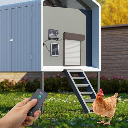 VonVVer Automatische Hühnerklappe Solar mit LCD Anzeige 24,5x37cm - Elektrische Hühnerklappe mit Fernbedienung & Timer Hühnertür Lichtsensor für Ihren Hühnerstall (Dunkelbraun) von VonVVer