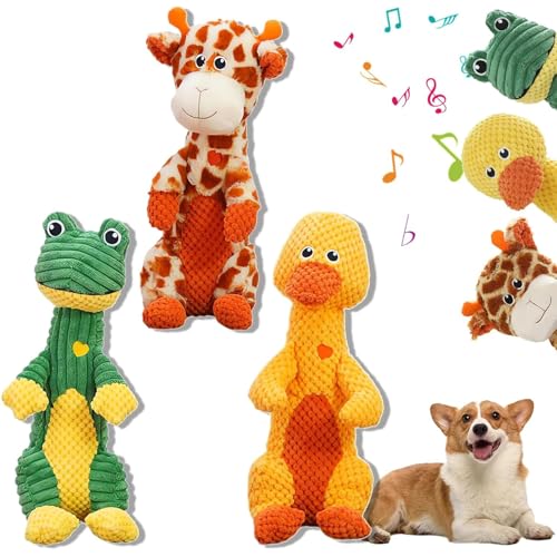 Durachew Dog Toy, Wowpetsmart Invincible Chewanimals, Chewanimal - Designed for Strong Chewers, Indestructible Pet Toys, Squeaky Stuffed Plushy Dog Toy (3Pcs-Mix) von Vopetroy