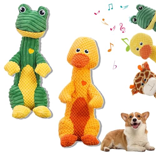 Durachew Dog Toy,Designed for Strong Chewers, Wowpetsmart Invincible Chewanimals Dog Toy, Squeaky Stuffed Plushy Dog Toy (2Pcs-F) von Vopetroy