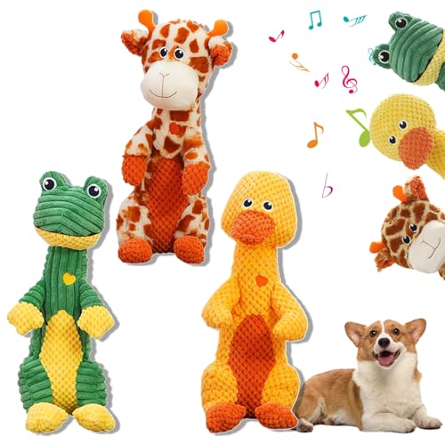 Durachew Dog Toy,Designed for Strong Chewers, Wowpetsmart Invincible Chewanimals Dog Toy, Squeaky Stuffed Plushy Dog Toy (2Pcs-G) von Vopetroy