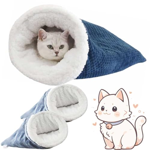 Vopetroy Cozy Cat Sleeping Bag, Cat Winter Sleeping Bag - Plush Winter Snuggle Sack, Deep Sleep Cave for Cats Up to 6kg, Soft Warm Pet Bed for Indoor Cats & Small Dogs, 360° Wrap Comfort (2Pcs) von Vopetroy