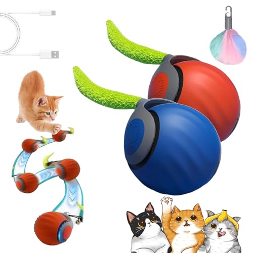 Vopetroy Speedy Tail 2.0, 2025 Upgrade Speedy Tail Cat Toy, Speedy Tail 2.0 Cat Toy, Interactive Cat Toy for Indoor Cats, Smart Automatic Interactive Cat Toy Ball (2Pcs-Mix) von Vopetroy