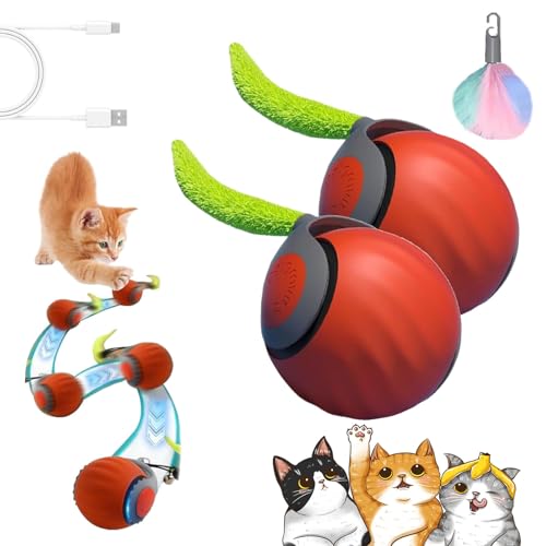 Vopetroy Speedy Tail 2.0, 2025 Upgrade Speedy Tail Cat Toy, Speedy Tail 2.0 Cat Toy, Interactive Cat Toy for Indoor Cats, Smart Automatic Interactive Cat Toy Ball (2Pcs-Orange) von Vopetroy