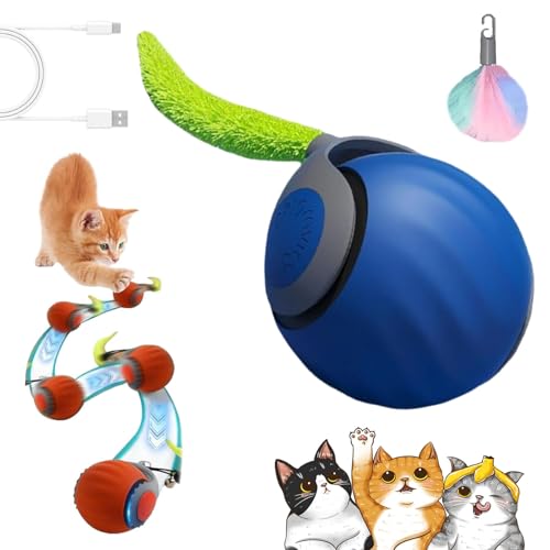 Vopetroy Speedy Tail 2.0, 2025 Upgrade Speedy Tail Cat Toy, Speedy Tail 2.0 Cat Toy, Interactive Cat Toy for Indoor Cats, Smart Automatic Interactive Cat Toy Ball (Blue) von Vopetroy