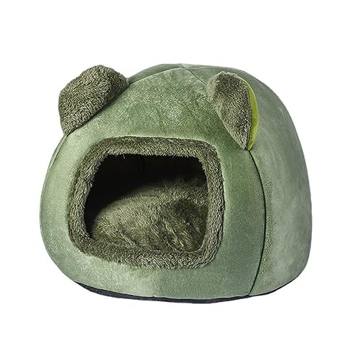 Voragrl 1 PCS Warme Hundehütte Im Winter Haustier Abnehmbare Und Waschbare Zwinger Haustier Winter Schlafen Bett Cartoon Nette Zwinger Grün von Voragrl