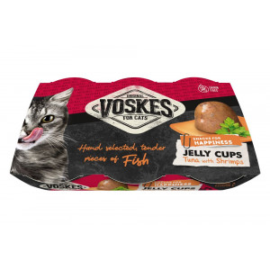 Voskes Jelly Cups Thunfisch mit Garnelen Katzensnack (6x25 g) 12 Packungen ( 72 x 25 g) von Voskes