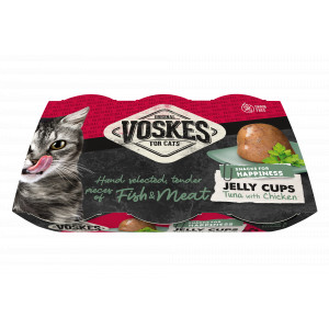 Voskes Jelly Cups Thunfisch mit Huhn Katzensnack (6x25 g) 12 Packungen ( 72 x 25 g) von Voskes