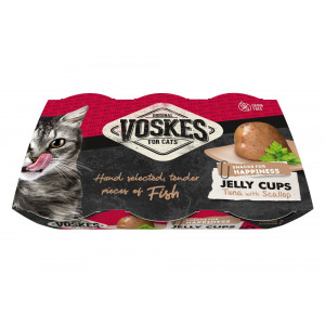 Voskes Jelly Cups Thunfisch mit Jakobsmuschel (6x25 g) 12 Packungen ( 72 x 25 g) von Voskes