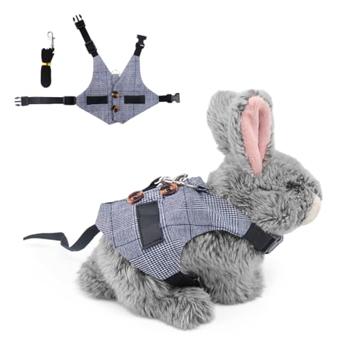 Voyyphixa Verstellbares Kaninchen Geschirr und Leine Weiches Haustier Hasen Geschirr Rabbit Vest Harness Kleintiere Geschirr Set für Frettchen Häschen Hamster Welpe Kätzchen (L) von Voyyphixa