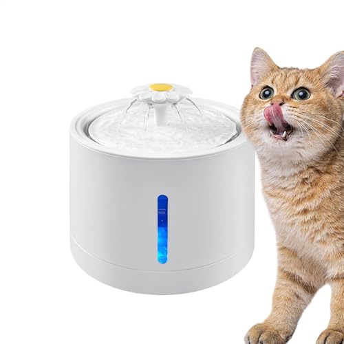 Cat Water Fountain, 2 l Puppy Water Dispenser, LED Water Levels Window Pet Fountain, Wiederaufladbare Katzen-Wasserschale, Auto-Wasserspender, Wasserspender für Katzen und Hunde, Pet Drinking Water von Vriusi