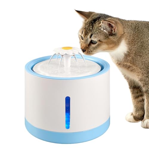 Cat Water Fountain, 2 l Puppy Water Dispenser, LED Water Levels Window Pet Fountain, Wiederaufladbare Katzen-Wasserschale, Auto-Wasserspender, Wasserspender für Katzen und Hunde, Pet Drinking Water von Vriusi