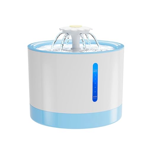 Cat Water Fountain, 2 l Puppy Water Dispenser mit LED-Wasserfächern, wiederaufladbar, für Hunde und Katzen, Hunde, mehrere Haustiere von Vriusi