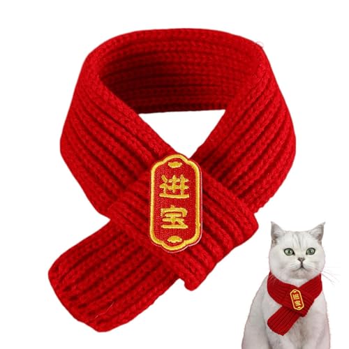 Haustier-Schal, Year of the Snake Dog Scarf, Red Knitted Winter Scarf for Pets, Dog Costume for New Year, Holiday Pet Apparel, Warmer Neck Scarf for Dogs and Cats, Fashionable Outfit for Pets von Vriusi