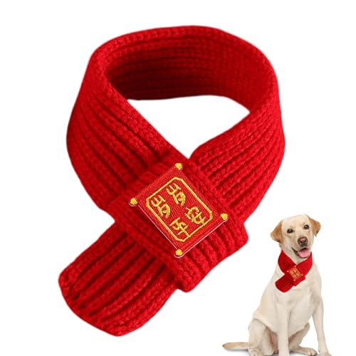 Haustier-Schal, Year of the Snake Dog Scarf, Red Knitted Winter Scarf for Pets, Dog Costume for New Year, Holiday Pet Apparel, Warmer Neck Scarf for Dogs and Cats, Fashionable Outfit for Pets von Vriusi