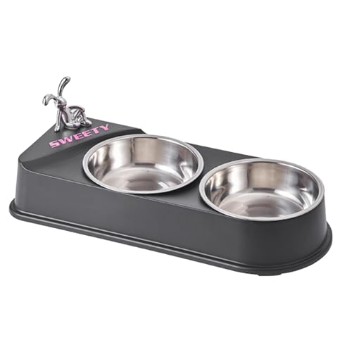 Hunde- und Futternapf-Set, rutschfeste, doppelte Futternäpfe, Edelstahl, Katzen- und Hundefutterschüsseln für Puppen und Haustiere, rutschfestes Feeding Bowls für Hunde, Katzen und kleine Tiere von Vriusi