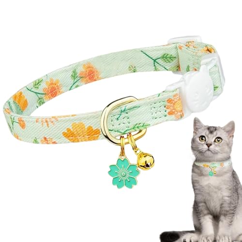 Vriusi Abnehmbares Halsband, Halsband für kleine Katzen, Katzenhalsband aus Baumwolle mit Blumenanhänger - Halsbänder für kleine Katzen, Katzenhalsband mit Sicherheitsschnalle, Halsband von Vriusi