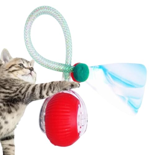 Vriusi Cat Ball Toy, Automatic Cat Toy Rolling Ball with Elastic Mesh Tail, Interactive Cat Toys, Cat Balls for Indoor Entertainment, Small & Big Cats, Fun Play for Cats and Dogs von Vriusi