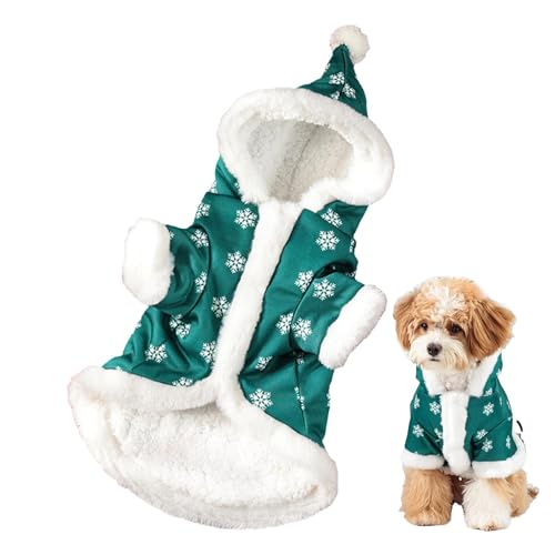 Vriusi Christmas Clothes, Thick Winter Warm Dog Jacket, Velvet and Thickened Cotton Hooded Jacket, Windproof Warm Dog Garments for Dog, Outdoor and Winter, Perfect Present for Dog Lovers von Vriusi