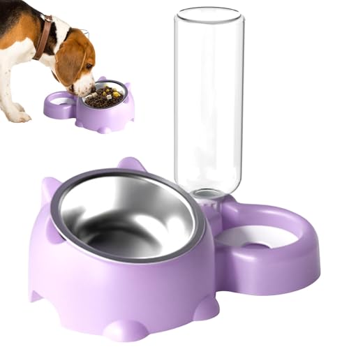 Vriusi Dog Drinking Water and Eating Bowl Set, Thickened Large Slanted Mouth Drinking Bowl Basin, 16 Degree Tilted Dog Dish With Water Dispenser, Detachable Pet Feeder Bowl for Cats and Dogs von Vriusi