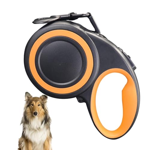 Vriusi Hundekette, einziehbar, robust, einziehbar, tragbar, Hundeband, automatisch, einziehbar, mit reflektierendem Band, 5 m, rutschfester Griff 360 Grad von Vriusi