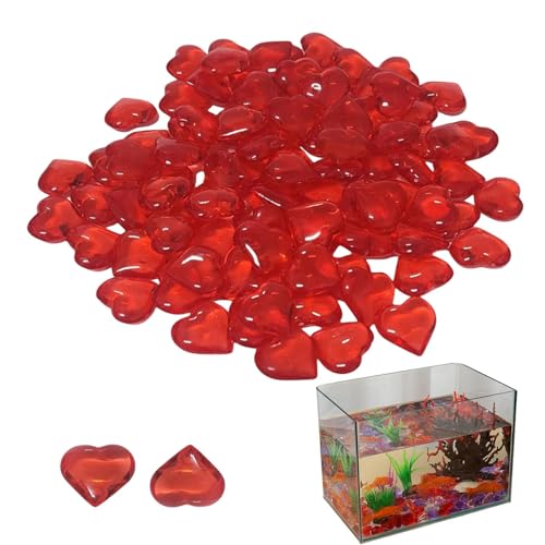 Vriusi Red Heart Gems Tisch Scatter Gemstones Acryl Crystal Hearts Valentine's Day Decor Heart-Shaped Gems Hochzeit Tisch Scatter Red Acryl Gems Birthday Decoration Heart Vase Filler von Vriusi