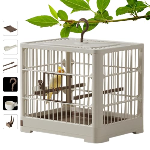 Vriusi Travel Bird Cage, Small Bird Travel Cage, Portable Bird Carrier, Bird Travel Container, Abnehmbarer Vogelkäfig, Vogelkäfig mit Griff, Reisekäfig für Parakeets von Vriusi