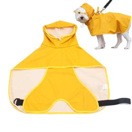 Hunde-Regenjacke | PU-gelbe Hunderegenjacken für kleine Hunde mit Bauchschutz Bauchband – wasserdichte Hundejacke, strapazierfähige Hundekleidung für Outdoor, Abenteuer, Wandern von Vuggdt