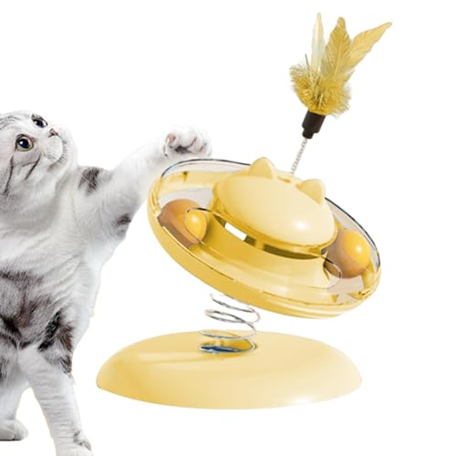 Vuggdt Futterspender, Leckerli-Ball, interaktives Katzenfutterspender-Spielzeug – federbelastetes Haustierspielzeug für große, mittelgroße und kleine Katzen von Vuggdt