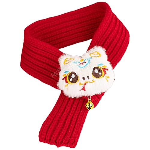 Vuggdt Hundehalstuch, gestrickt, rotes Katzen-Halstuch, Schlangenkopf-Design, für und Winter, festliches Outfit, Haustierzubehör für kleine, mittelgroße und große Hunde und Katzen von Vuggdt