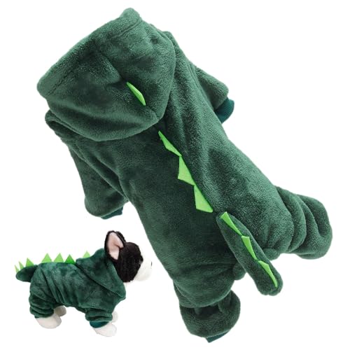 Vuggdt Hundekostüm mit Dinosaurier-Design, Hundekleidung, Katzen-Kapuzenpullover, weich und atmungsaktiv, für kleine Hunde, Dinosaurier-Cosplay, grüner Welpen-Mantel von Vuggdt