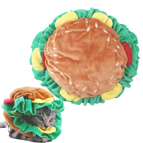 Vuggdt Katzen-Outfit-Hut, weiches Hamburger-Plüschhalsband, Halloween-Cosplay-Kopfbedeckung, verstellbare Kostüm-Requisite, Haustierzubehör für Weihnachten, Geburtstag von Vuggdt