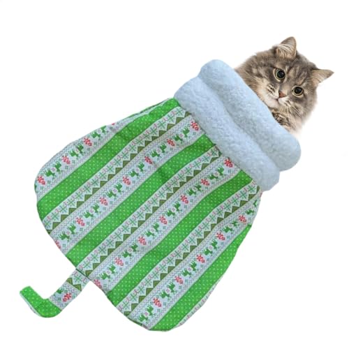 Vuggdt Katzen-Schlafsack, 360 Grad Wickel-Katzen-Schlafsack für Indoor-Katzen, zweilagig, Frostschutzplüsch, warmes Winter-Haustierbett für Kätzchen unter 7,5 kg von Vuggdt