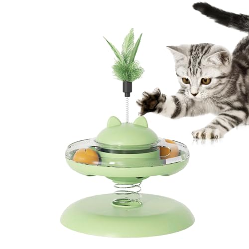Vuggdt Katzenball, langsames Füttern, interaktives Katzenfutterspender-Spielzeug, federbelastetes Haustierspielzeug für große, mittelgroße und kleine Katzen von Vuggdt