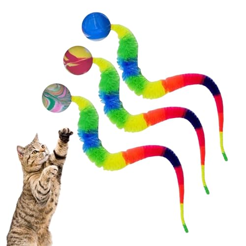 Vuggdt Katzenballspielzeug | Interaktiver Ball Kätzchenspielzeug - Hüpfball mit Schwanz Katzenspielzeug, interaktives Ballspielzeug für Kätzchen, Hüpfbälle für Katzen, von Vuggdt