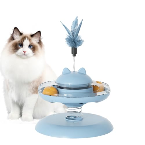 Vuggdt Katzenspielzeugbälle – Katzenspenderball, interaktives Spielzeug, Indoor-Haustierspielzeug mit Schienen-Design für mittelgroße, kleine und große Katzen von Vuggdt