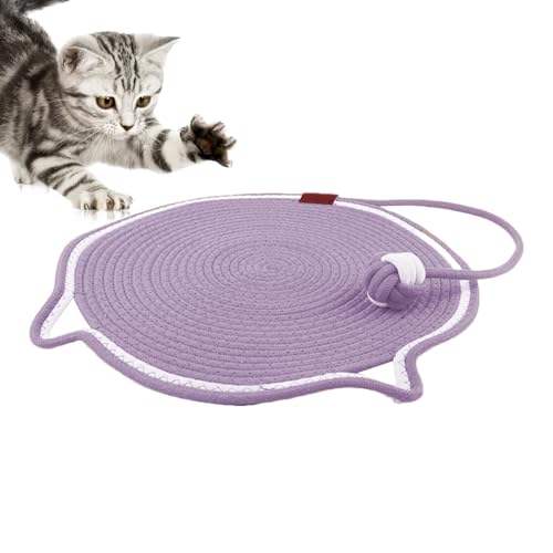 Vuggdt Kratzmatte für Katzen, rund, horizontal, Boden, Katzenkratzpads mit hängenden Ohren, Katzenspielzeug, Möbelschutz, Katzenbett für Katzenschleifkrallen von Vuggdt