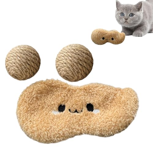 Vuggdt Quietschender Katzenspielzeugball, lustiges interaktives Katzenspielzeug – bissfester Sisal-Kätzchenball, Kauspielzeug, niedliches Geräuschspielzeug, verschleißfest für große Katzen von Vuggdt