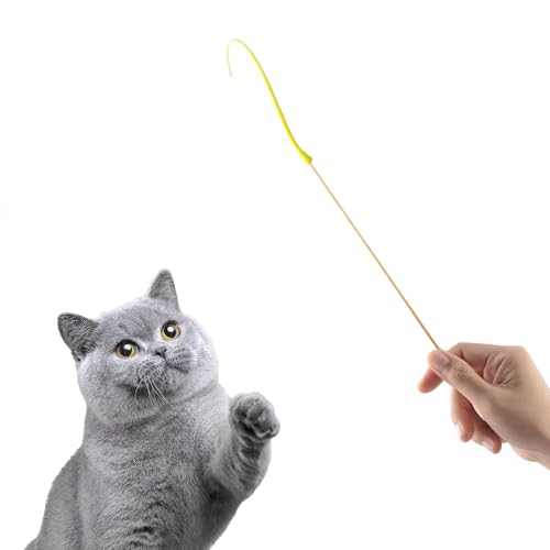 Vuggdt Silikon Schwanz Teaser Spielzeug - Mäuse Schwanz Silikon Spielzeug Stick für Katze | Silikon Mäuse Schwanz Lustiger Stab Interaktives Spielzeug für mittelgroße kleine Haustiere und Katzen von Vuggdt