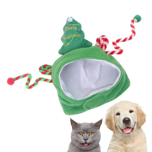 Vuggdt Weihnachtsmütze für Katzen, Plüsch-Cartoon-Hundemütze, weiches Hundekostüm, Winter-Weihnachtsmütze für Versammlungen, Fotografie-Requisite, Alltag von Vuggdt