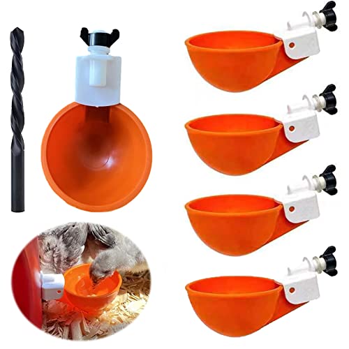 DIY Hühnerwasserbecher, 5 Stück Hühnertränke Hühnerwasserspender, Automatische Kunststoff Chicken Drinker Cups, Automatische Geflügeltränke Set Mit Spiralbohrer für Hühner Enten Gänse Truthähne von Vulevirtue