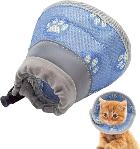 Halskrause Katze,Wiederherstellung Halsband Weich Kragen Cone Nach Operation Schutzkragen Katze Katzenkragen Einstellbarer Halskrause Verhindert Das Lecken Von Wunden Katzenkragen (Blue, S) von Vulevirtue