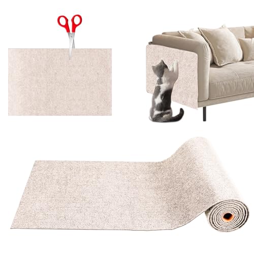 Kratzmatte Katze,Selbstklebend Kratzmatte Katze,Kratzschutz Sofa Katze,Kratzmatte Katze Wand,Kratzwand für Katzen,Katzenkratzmatte für Schützt Möbel Couch Sofa Wand Tür (cremefarben) von Vulevirtue