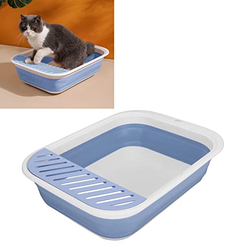 Vvikizy Kleine Katzentoilette, Haustiertoilette, 46 X 34 X 12 cm, Faltbare Katzentoilette mit Schaufel für Katzen und Kleine Hunde, Leicht zu Reinigen und zu Montieren, Katzentoiletten von Vvikizy