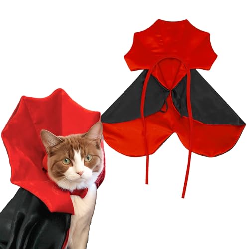 Vxcbad Halloween Haustier Cape Vampir Teufel Haustier Kostüme Transform Kostüme Haustier Mode Zubehör Haustier Festival Kleidung für Katzen und Hunde (rot/schwarz, Universal Größe) von Vxcbad