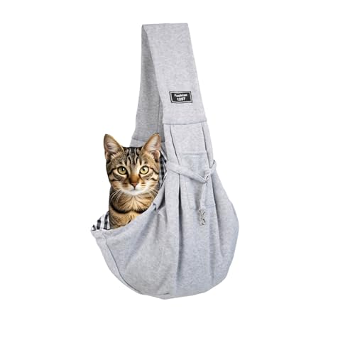 Vxcbad Großraum-Katzenrucksack, Faltbarer Haustierrucksack, tragbarer Hundetornister, komfortabel aus Baumwolle, breite Schultergurte, druckfreies Design, praktische graue Schrägertasche von Vxcbad