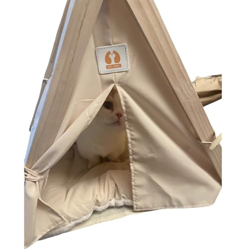 Vyloky Katzenzwinger, abnehmbare und waschbare Hundehütte, Katzenzelt für den Sommer, Haustier-Innenzelt, Universal-Haustierhaus für Vier Jahreszeiten (Beige, Dicke Matte) von Vyloky